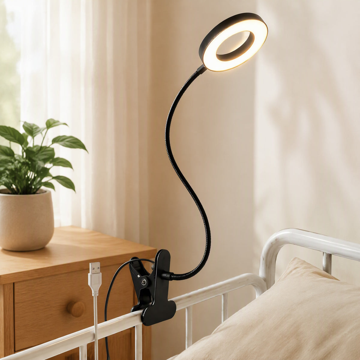 Deskhalo™ 90mm LED Desk Lamp in a calm home setting