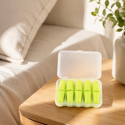 Dreammuffle™ Noise Reduction Sleep Earplugs in a calm home setting
