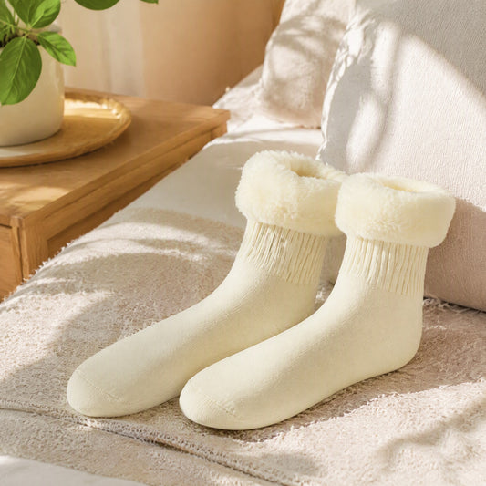Calfwarm™ Women's Acrylic Mid-Calf Socks in a calm home setting