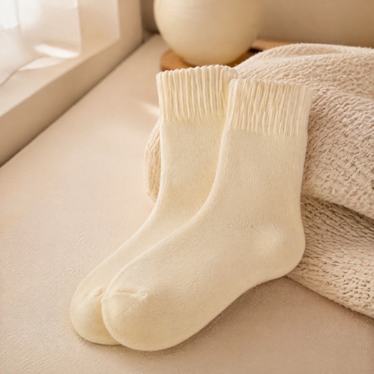 Calfwarm™ Women's Acrylic Mid-Calf Socks, styled close view