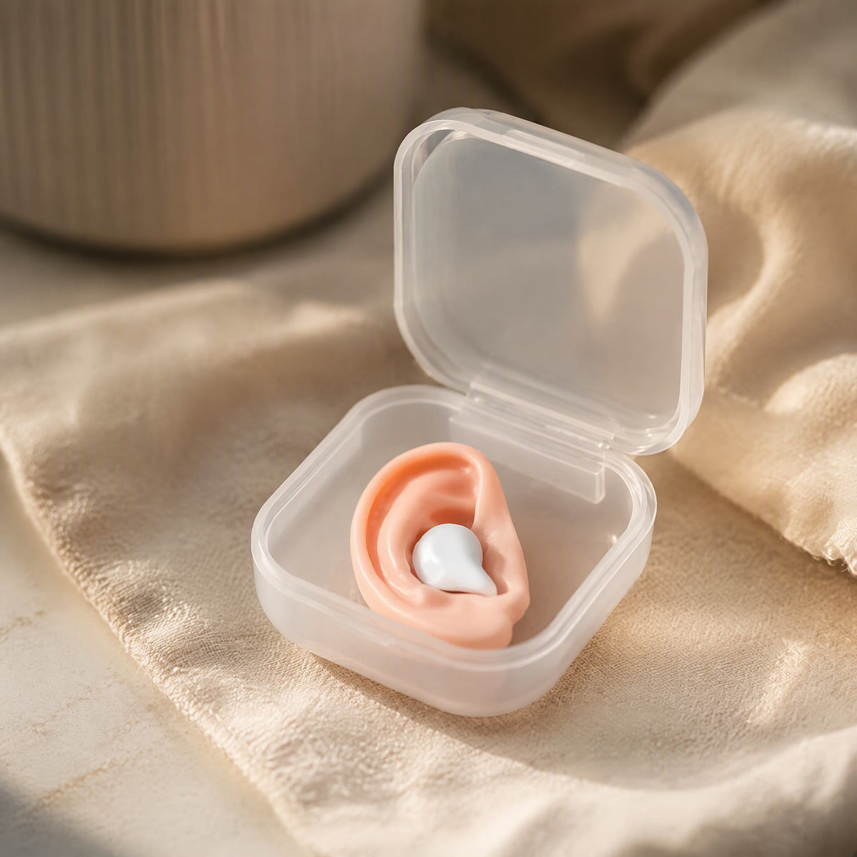 Quietcase™ Silicone Earplugs With Storage Box, styled close view