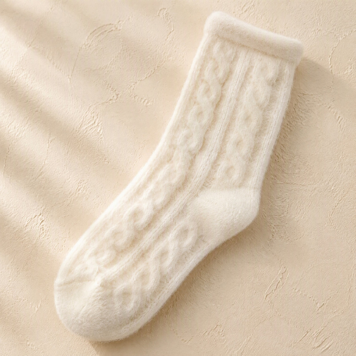 Fleecehug™ Coral Fleece Mid-Calf Socks, material and detail close-up