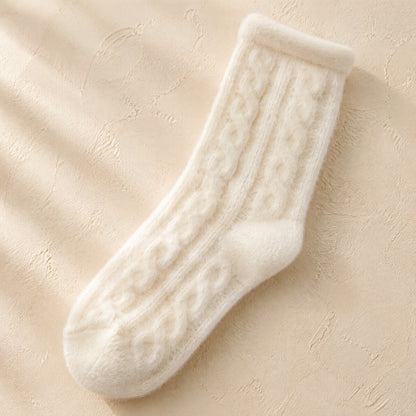 Fleecehug™ Coral Fleece Mid-Calf Socks, material and detail close-up