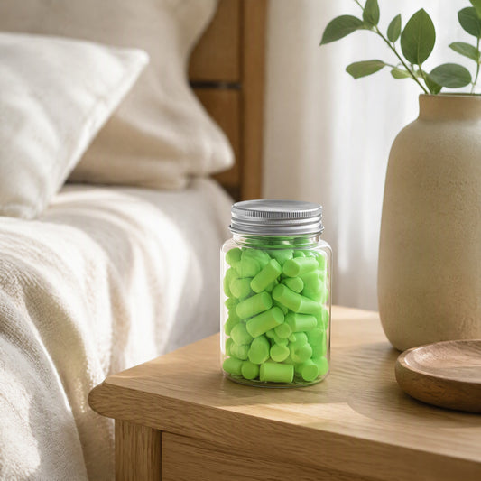 Dozequiet™ Noise-Reducing Sleep Earplugs in a calm home setting
