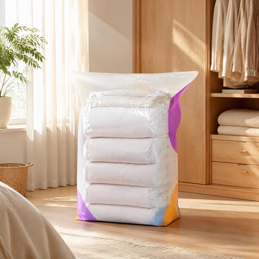 Cubeseal™ Three-Dimensional Vacuum Storage Bags in a calm home setting