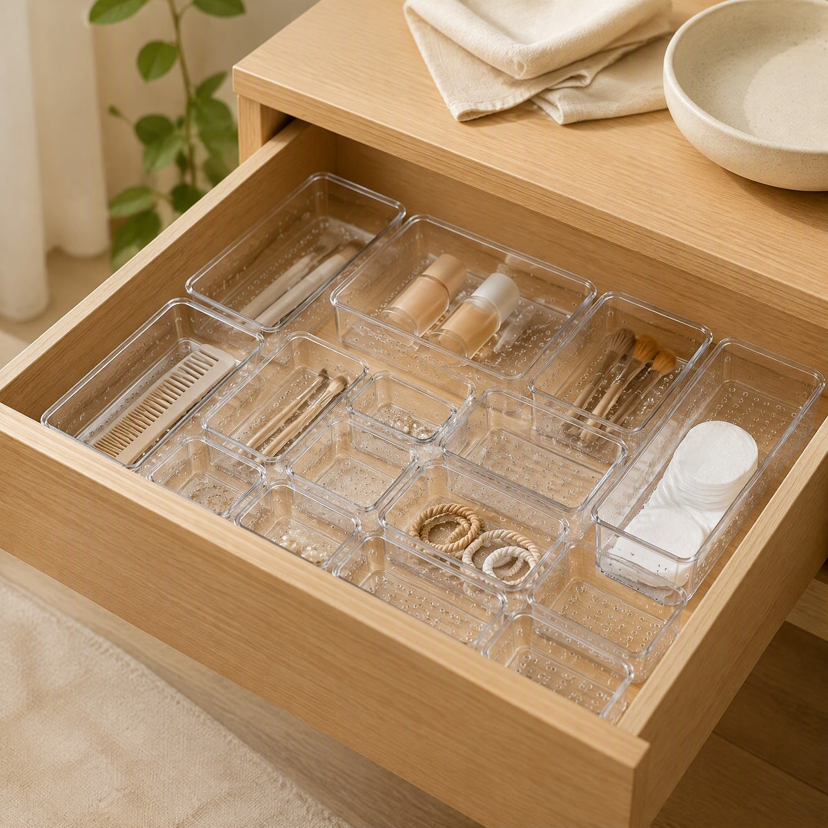 Boxnest™ Plastic Drawer Storage Box in a calm home setting