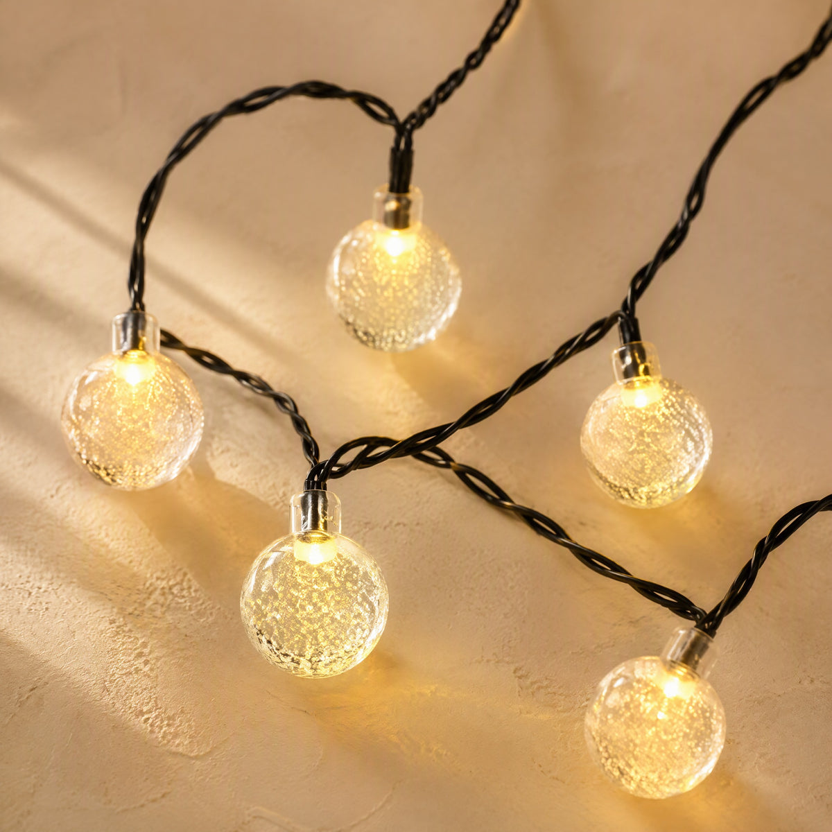 Sungleam™ Solar Crystal Ball Light String, material and detail close-up