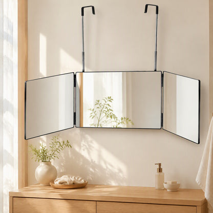 Triview™ Three-Sided Folding Hanging Mirror in a calm home setting