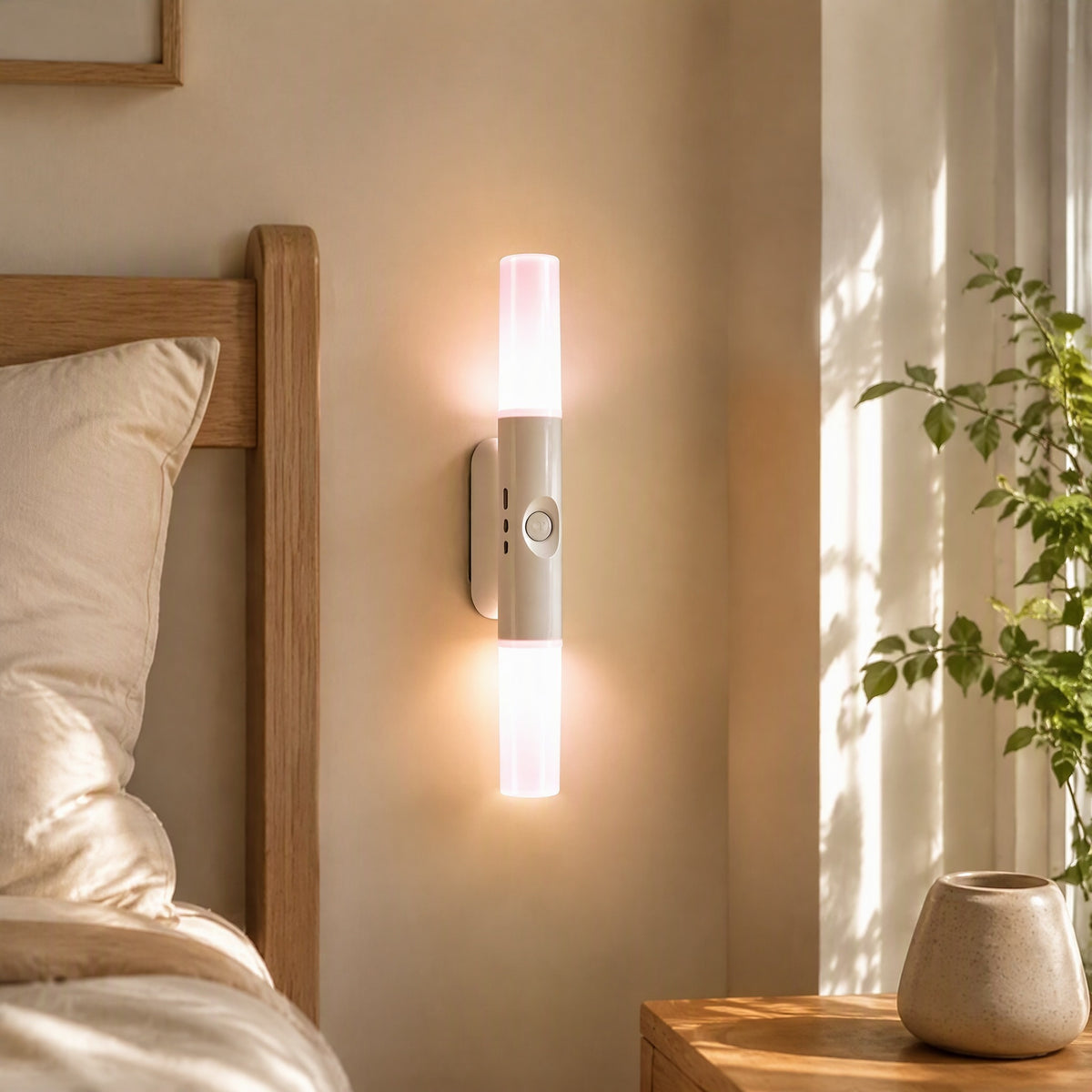 Stepgleam™ Motion Sensor Rechargeable Wall Lamp in a calm home setting