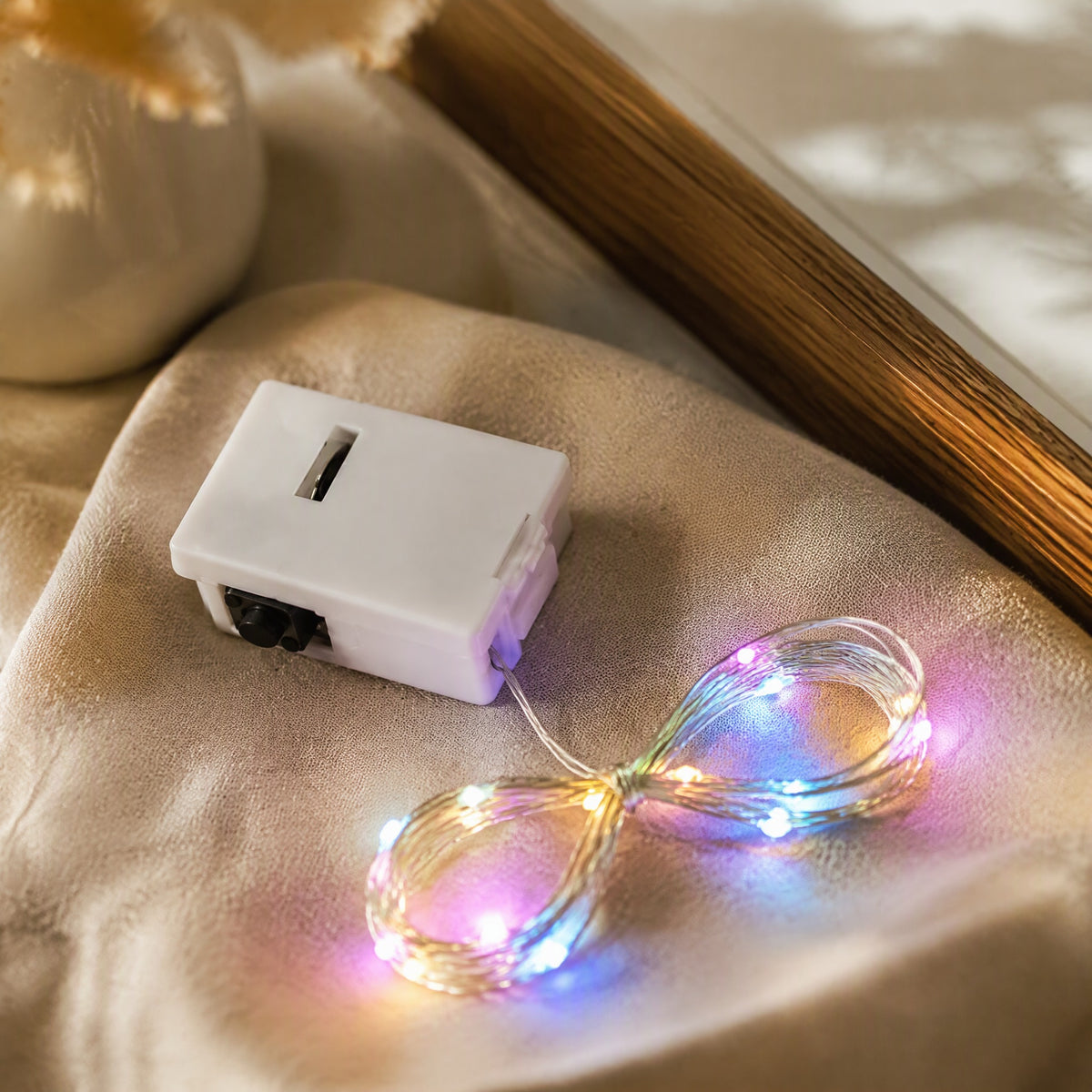Gleamcord™ Copper Wire Light String, styled close view