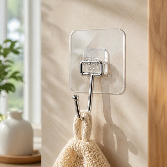 Wallgrip™ Plastic Adhesive Wall Hook in a calm home setting