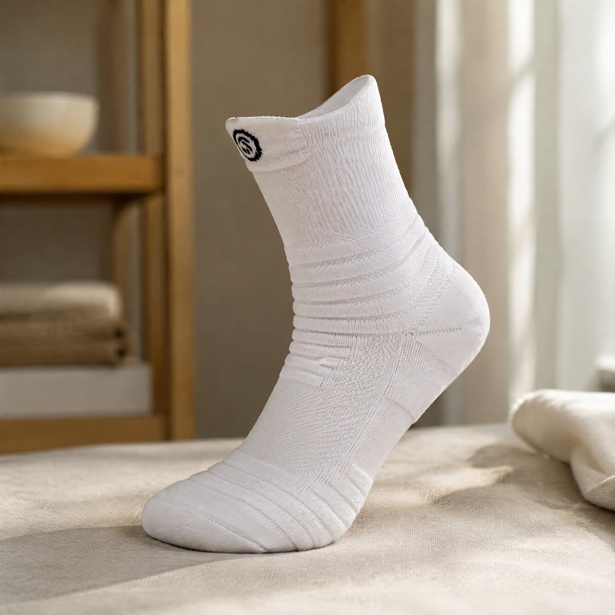 Courtsoft™ Men's Polyester Basketball Socks, styled close view