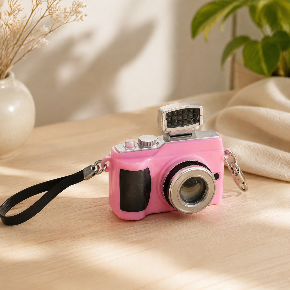 Snapcharm™ Plastic Mini Camera Pendant in a calm home setting
