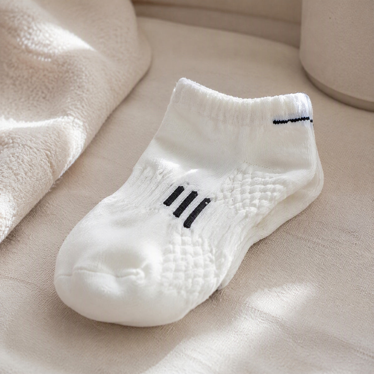Softrun™ Polyester Cotton Sports Socks, styled close view