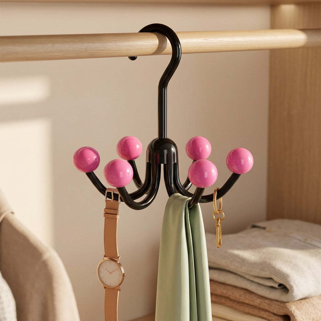 Clawkeep™ ABS Wardrobe Storage Hook With Six Claws, styled close view
