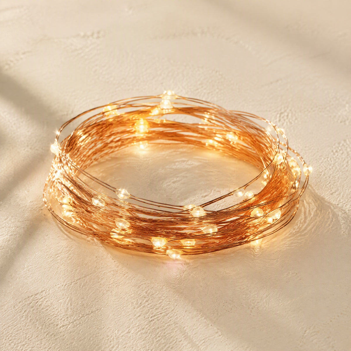 Glowstrand™ LED Copper Wire Light String, material and detail close-up