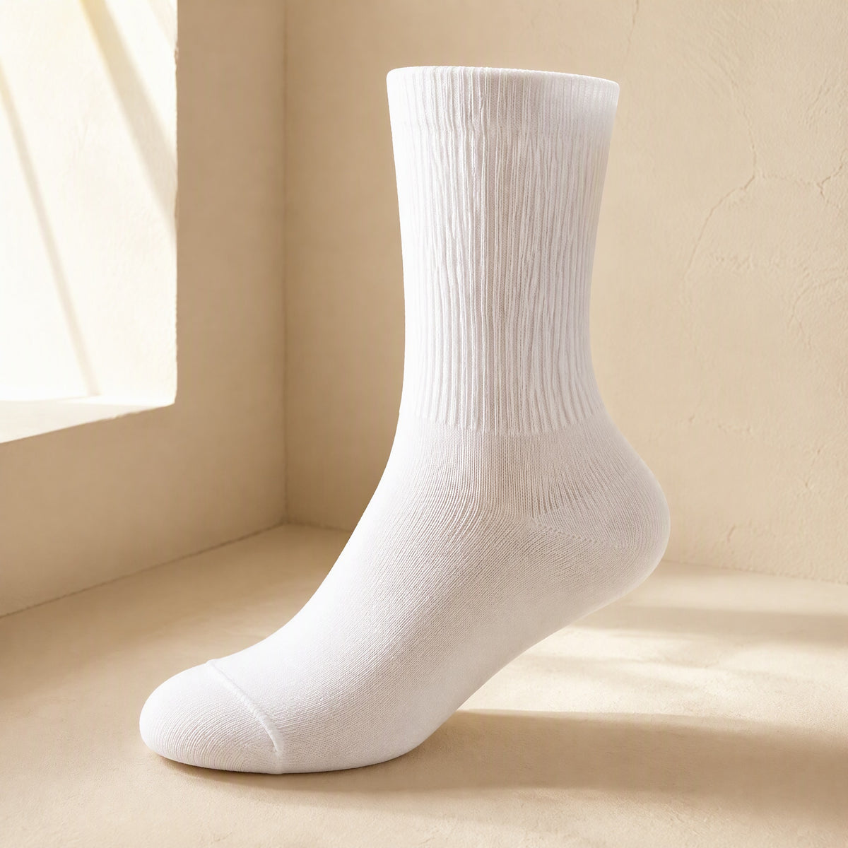 Cottoncourt™ White Mid-Calf Cotton Sports Socks