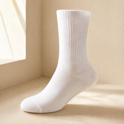 Cottoncourt™ White Mid-Calf Cotton Sports Socks