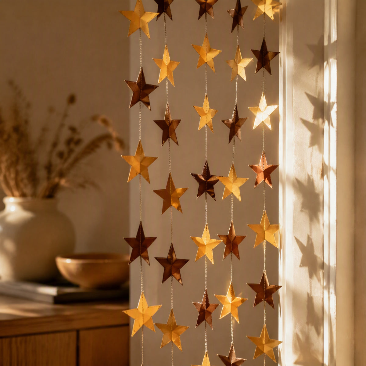 Starfold™ Paper Star Garland Decoration, styled close view