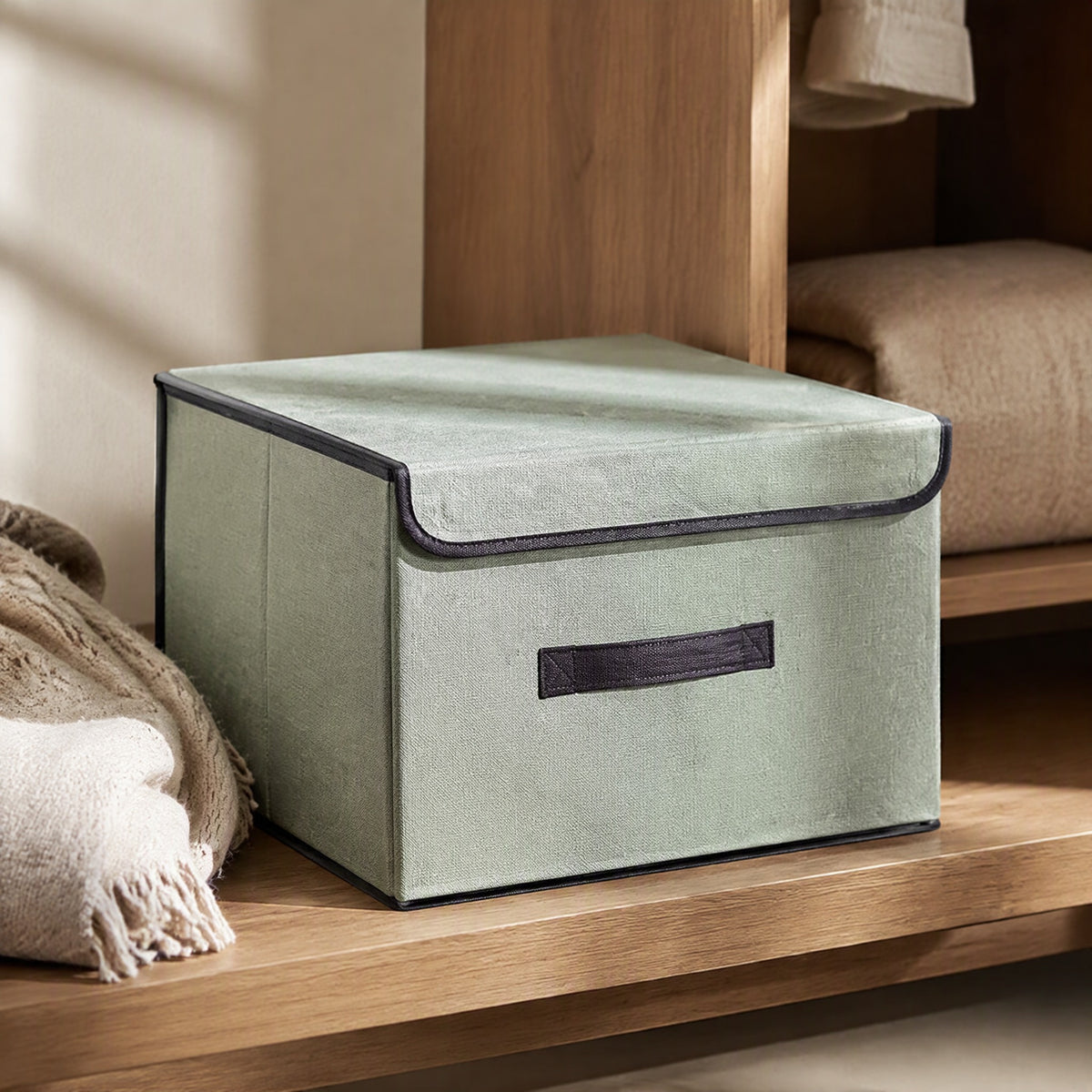 Softcrate™ Foldable Non-Woven Fabric Storage Box, styled close view