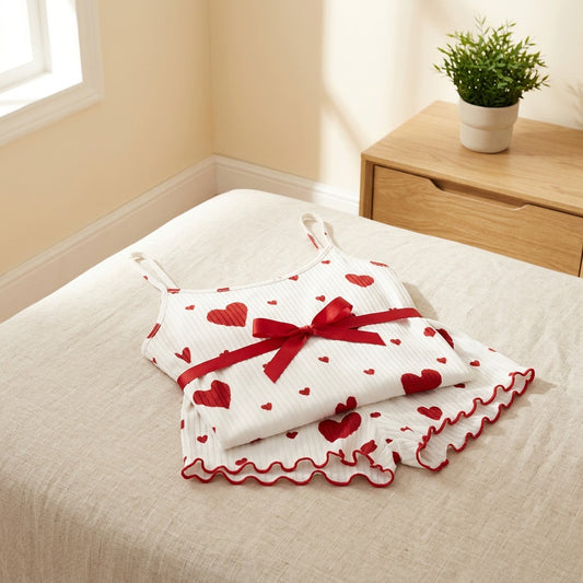 Heartnap™ Heart Print Camisole Pajama Set in a calm home setting
