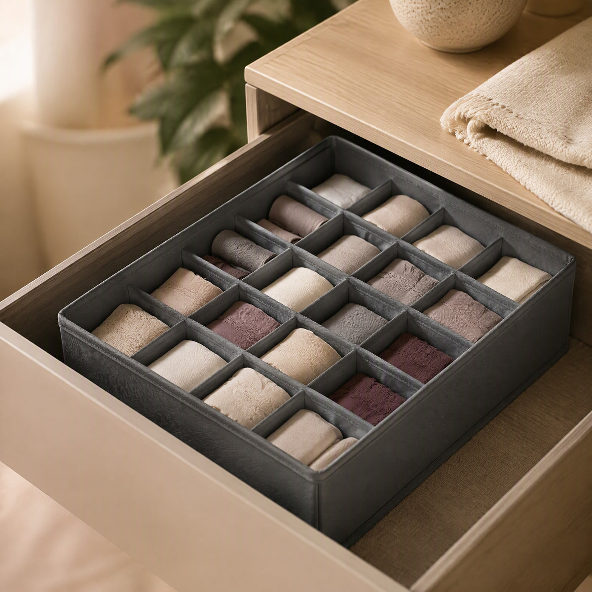 Softslot™ Non-Woven Underwear Storage Box, styled close view