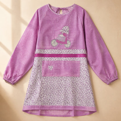 Cookcover™ Long-Sleeved Cartoon Kitchen Apron, material and detail close-up