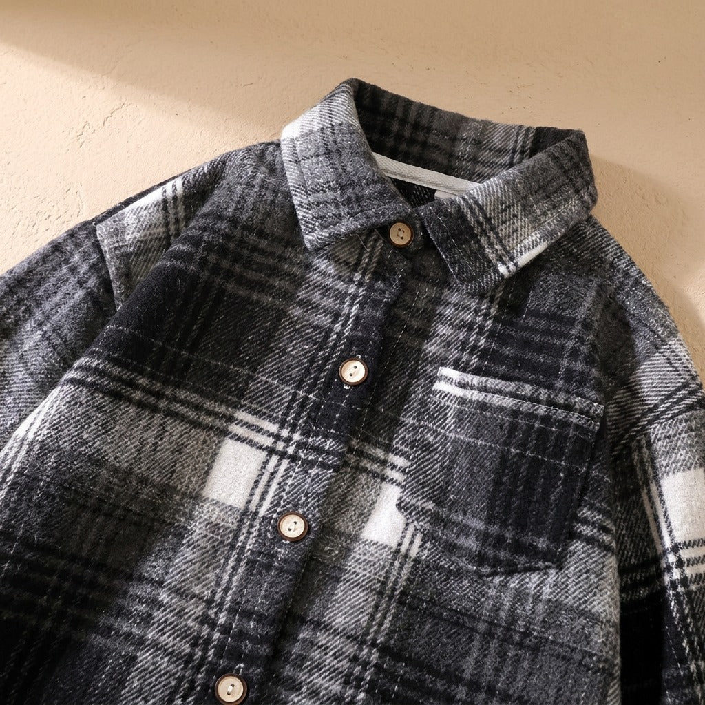 Plaidplay™ Kids Plaid Lapel Shirt, material and detail close-up