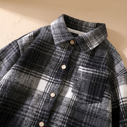Plaidplay™ Kids Plaid Lapel Shirt, material and detail close-up