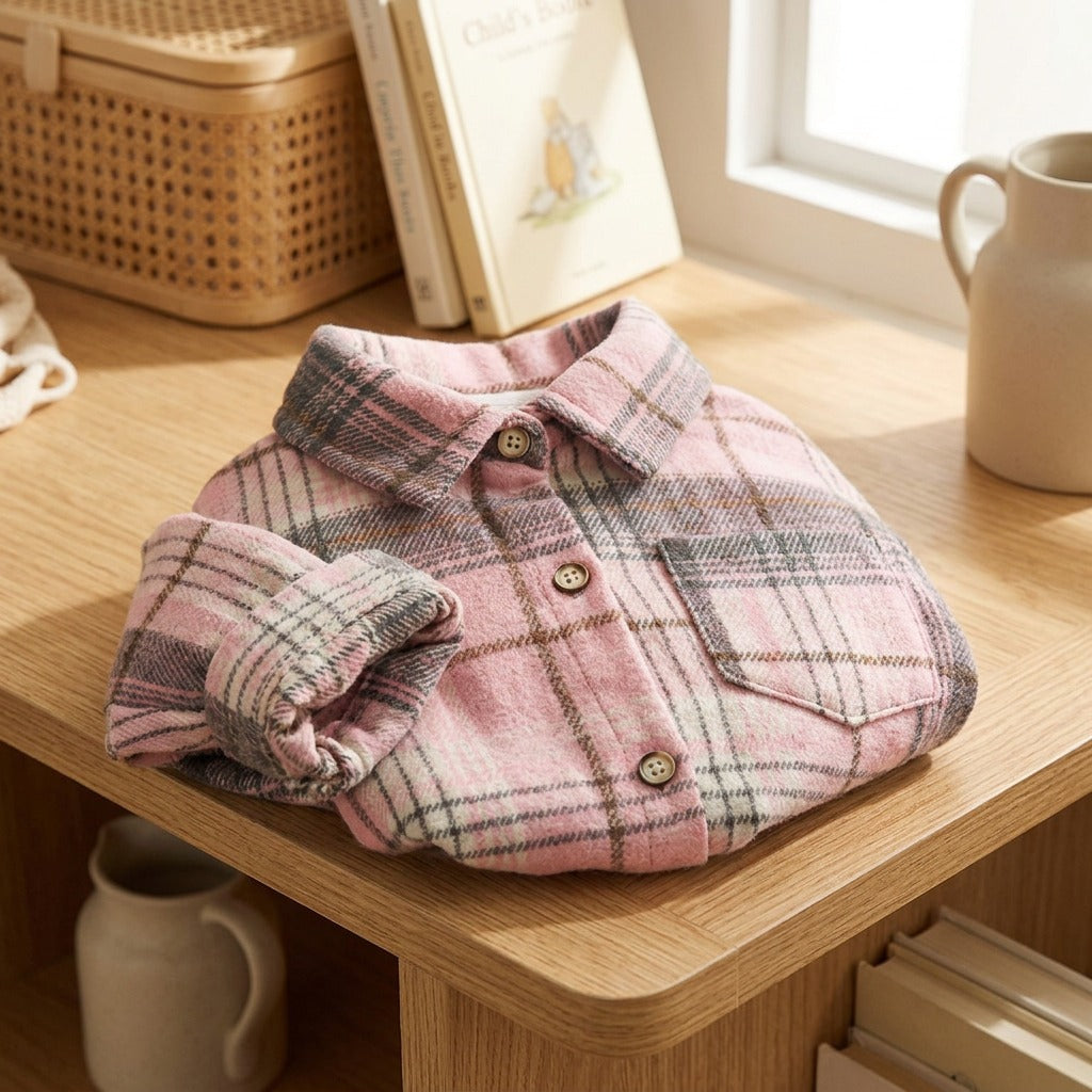 Plaidplay™ Kids Plaid Lapel Shirt, styled close view
