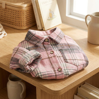 Plaidplay™ Kids Plaid Lapel Shirt, styled close view