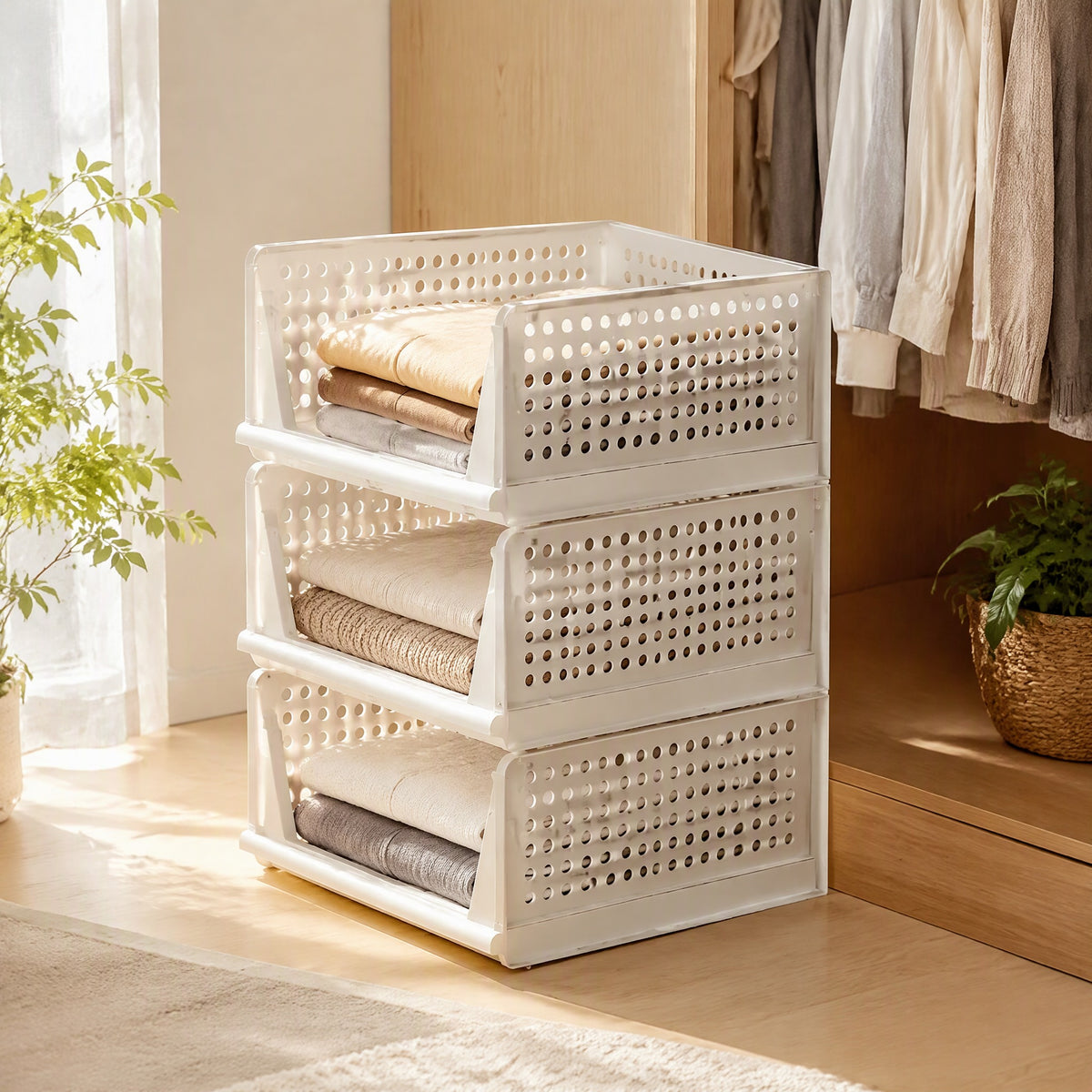 Closetote™ PP Wardrobe Storage Basket in a calm home setting