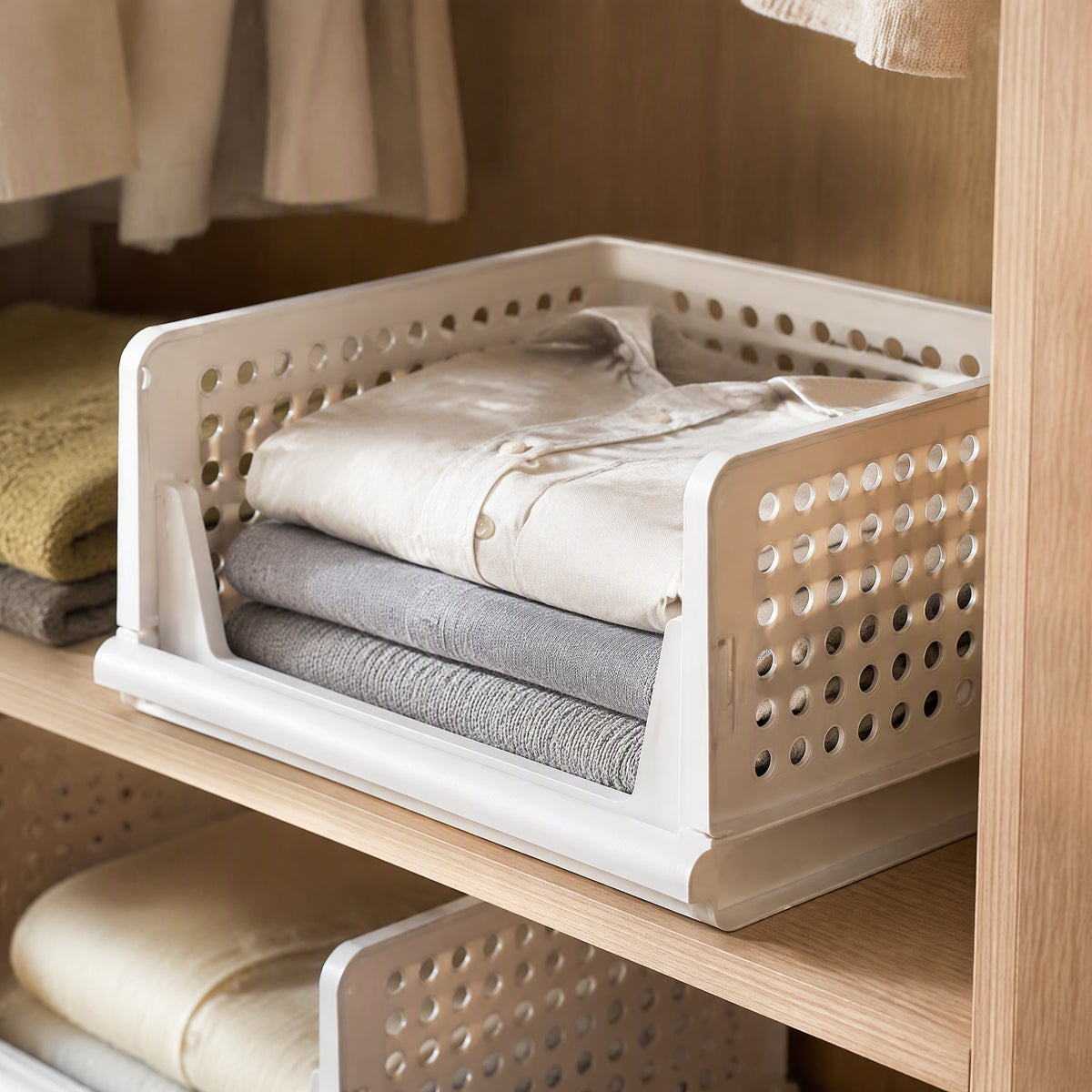 Closetote™ PP Wardrobe Storage Basket, styled close view