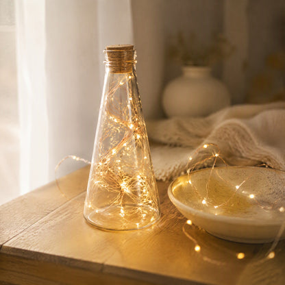 Lightweave™ 50-Light Copper Wire String Lights, styled close view