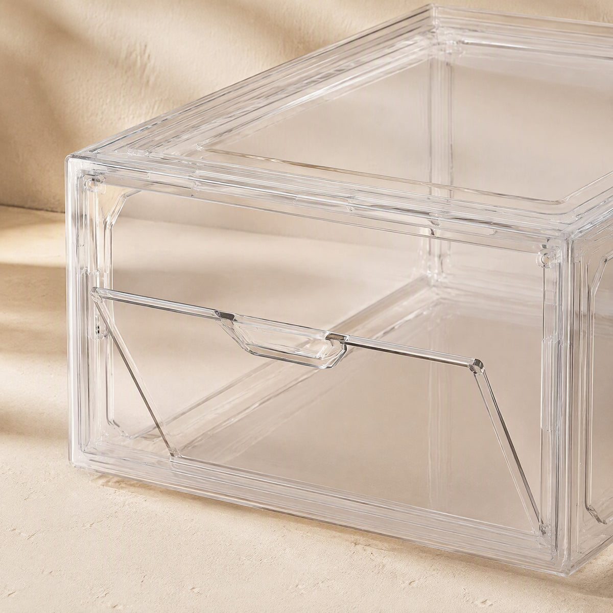 Shoeflex™ Foldable Plastic Shoe Storage Box, material and detail close-up
