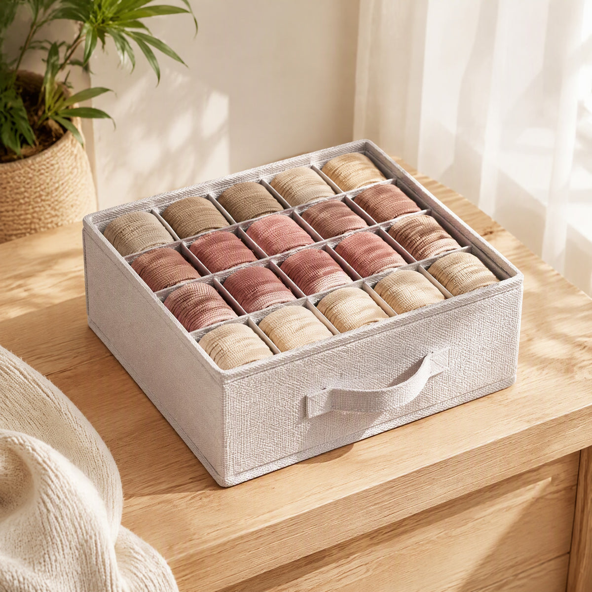 Linenest™ Fabric Drawer Storage Box in a calm home setting