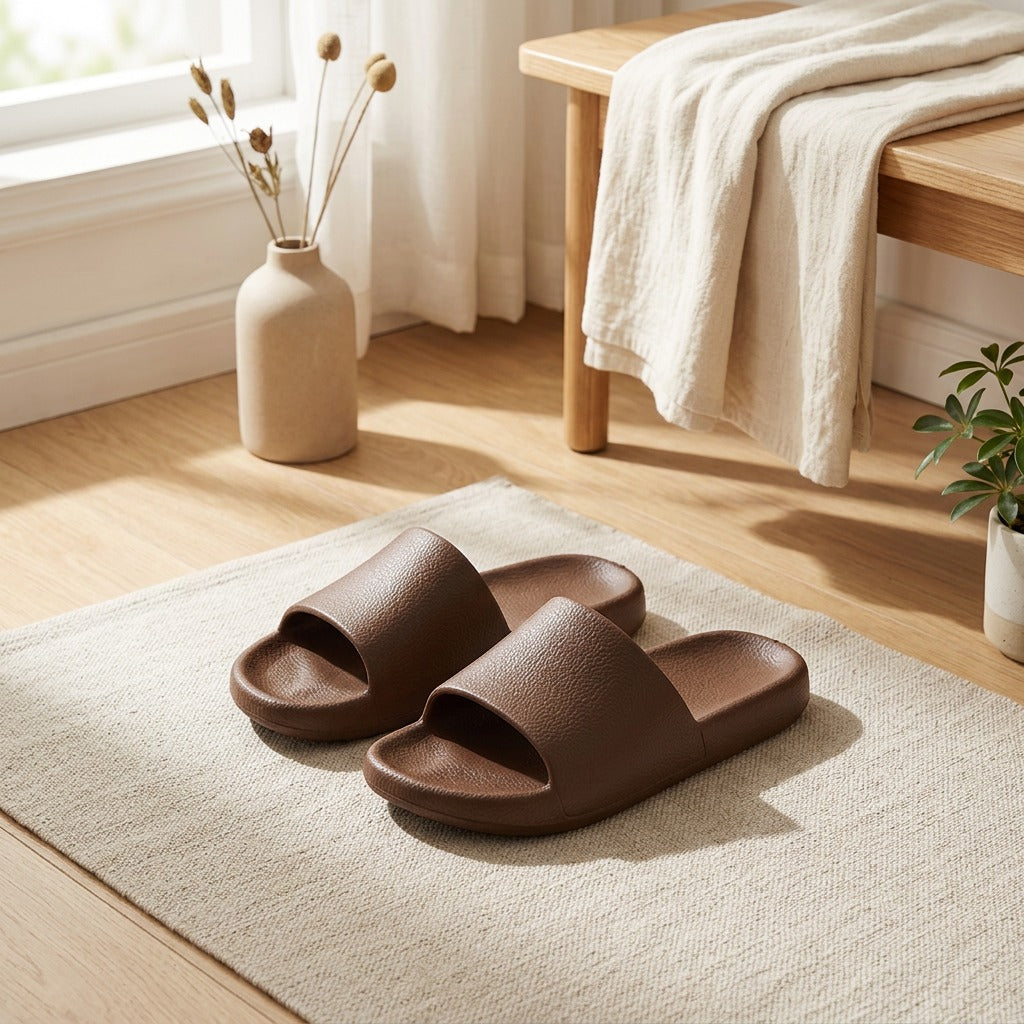 Toecush™ EVA Open-Toe Sandal Slippers in a calm home setting