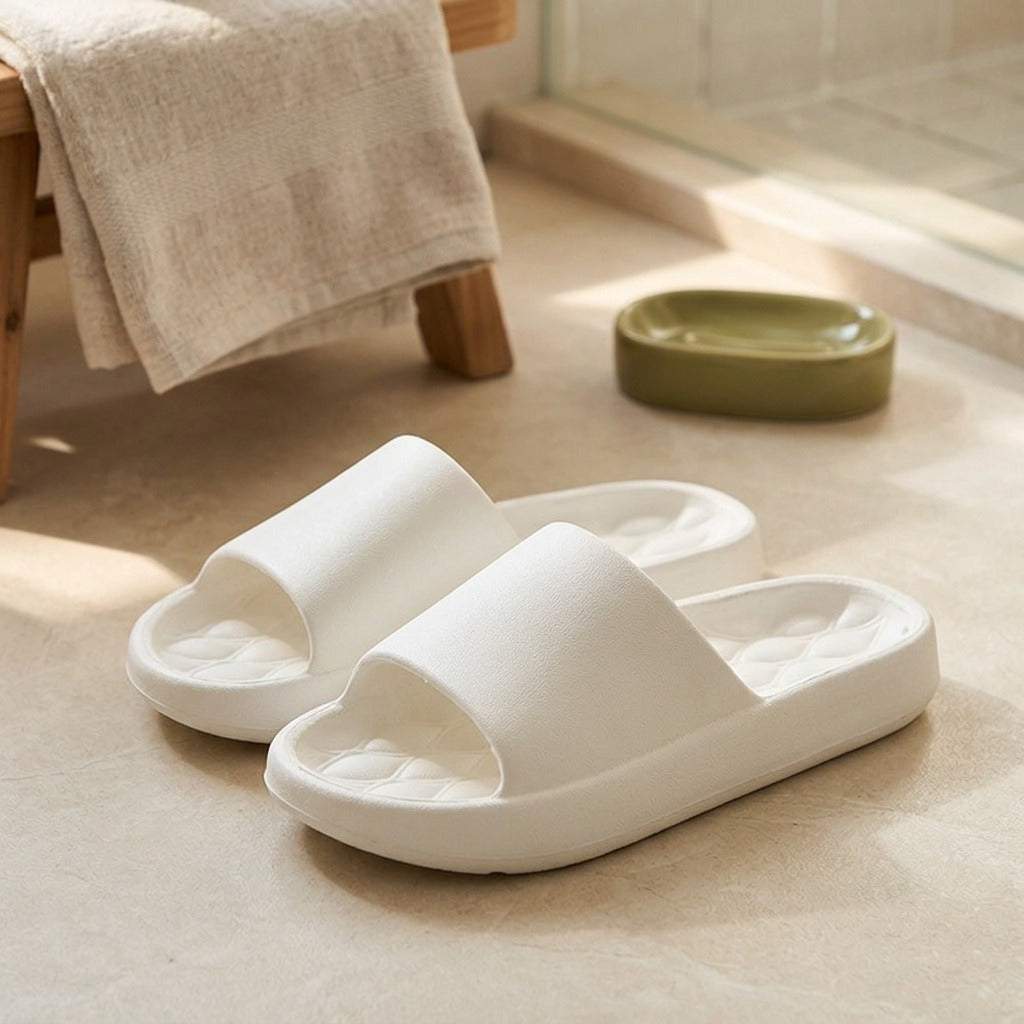 Bathsoft™ EVA Bathroom Slippers, styled close view