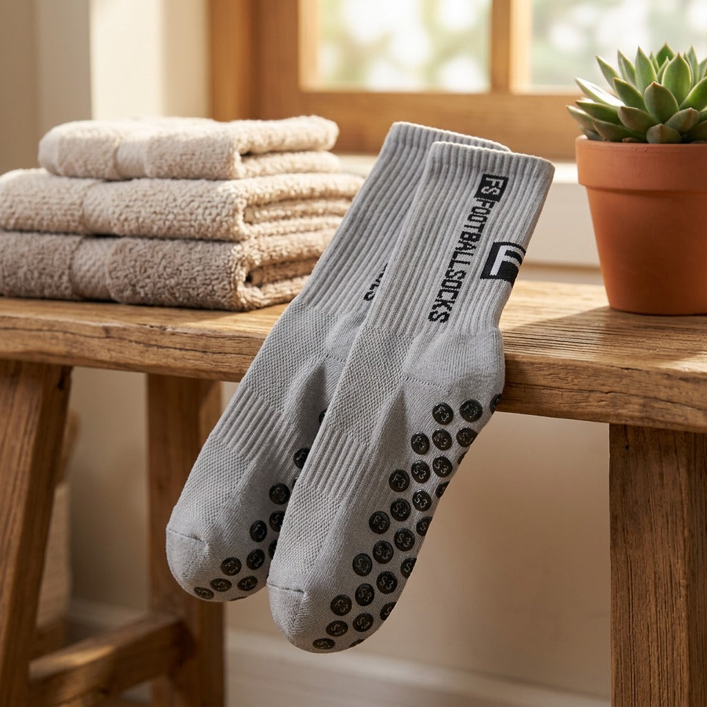 Terrytrek™ Mid-Calf Sports Socks With Terry Sole, styled close view