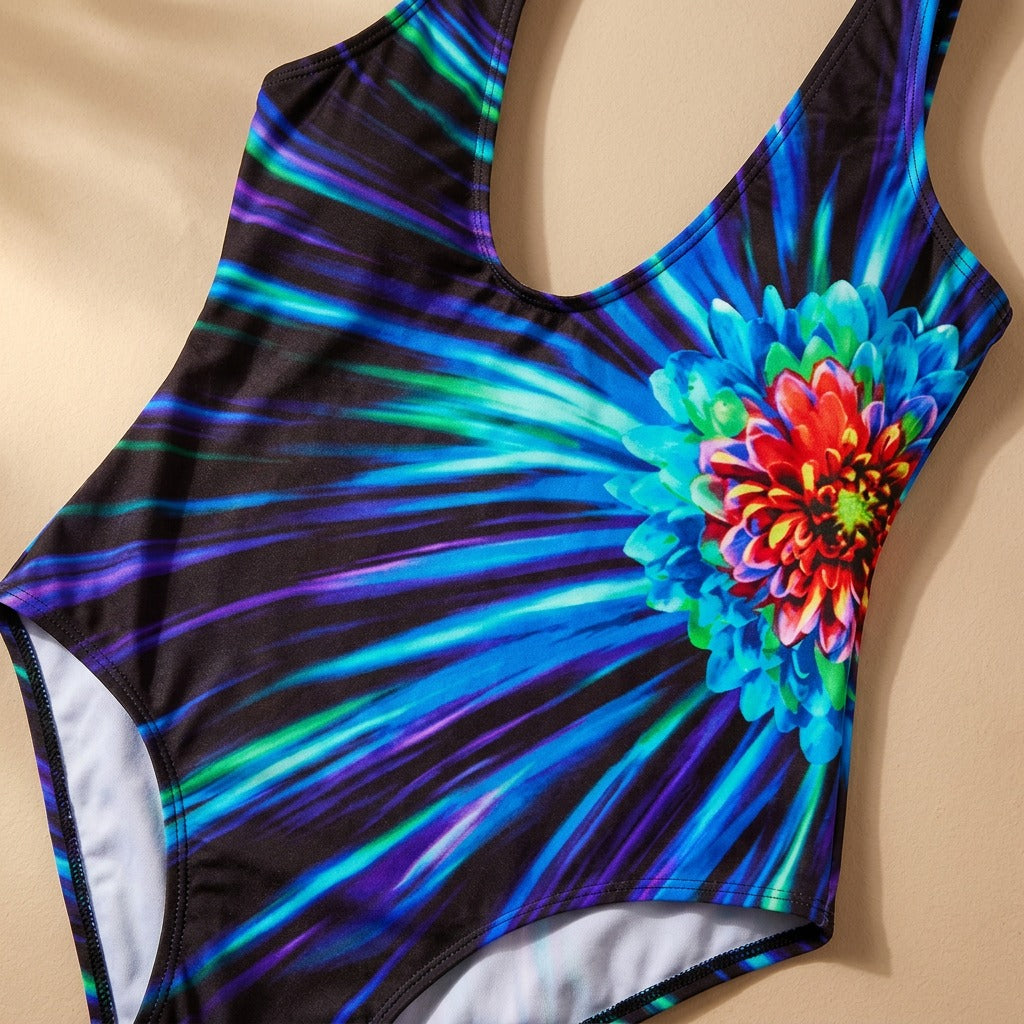 Printwave™ Printed One-Piece Swimsuit, material and detail close-up
