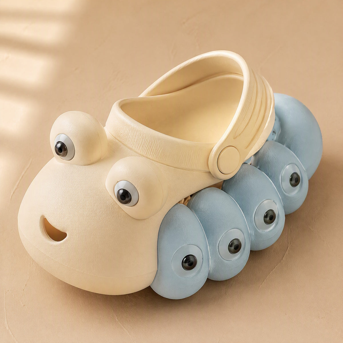Crawlclog™ Cartoon Caterpillar Clogs, material and detail close-up
