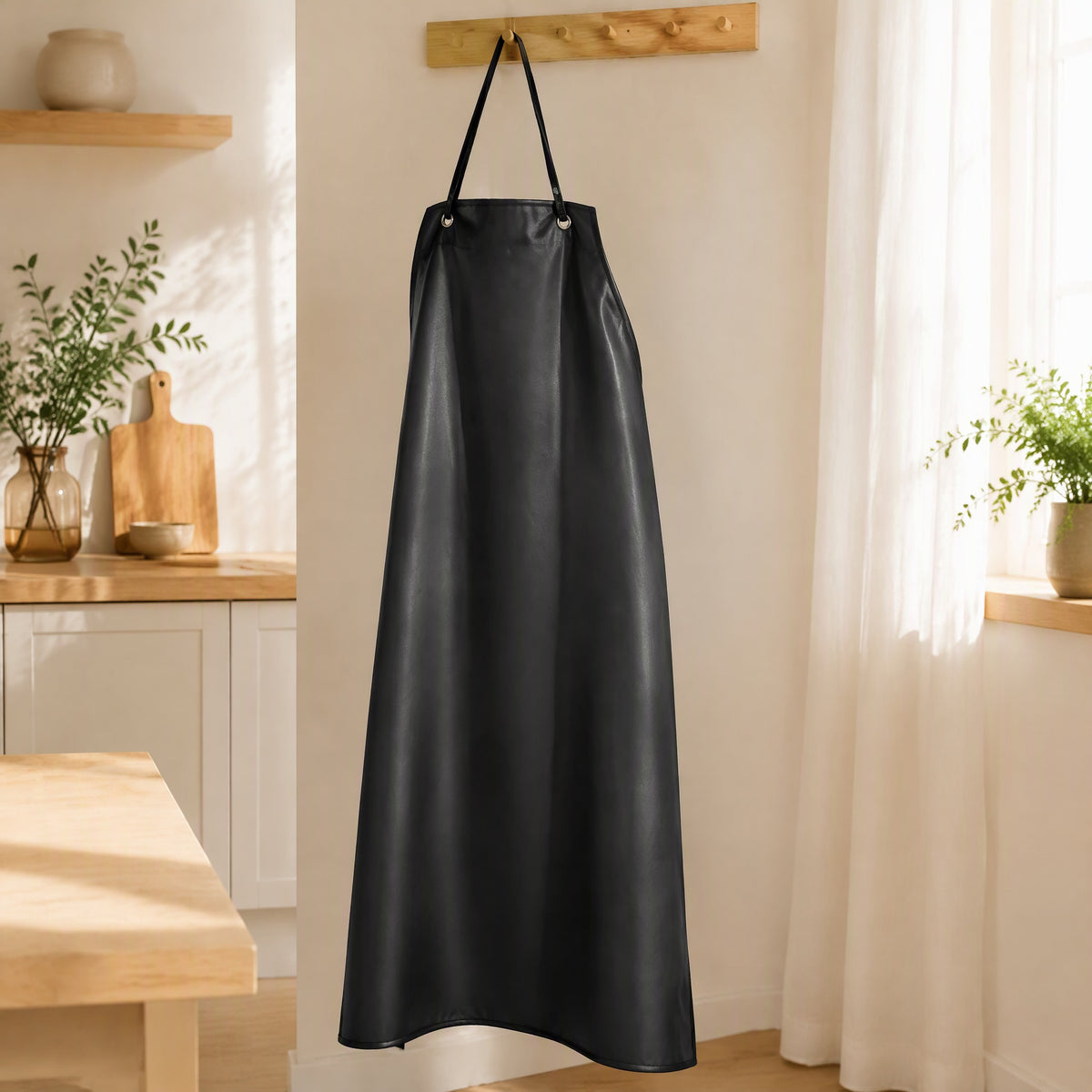 Splashguard™ PVC Waterproof Kitchen Apron in a calm home setting