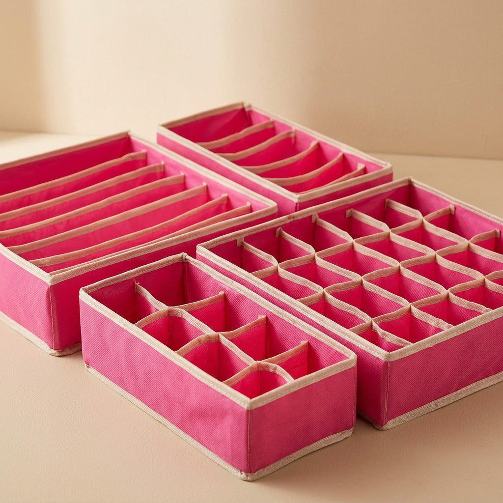 Pairgrid™ Four-Piece Underwear Storage Box Set, material and detail close-up