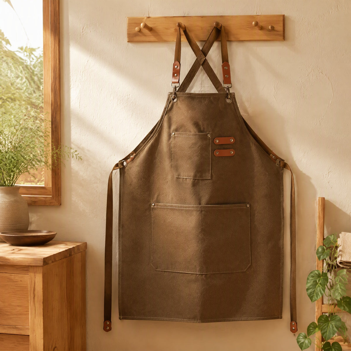 Thickloom™ Thickened Canvas Apron in a calm home setting
