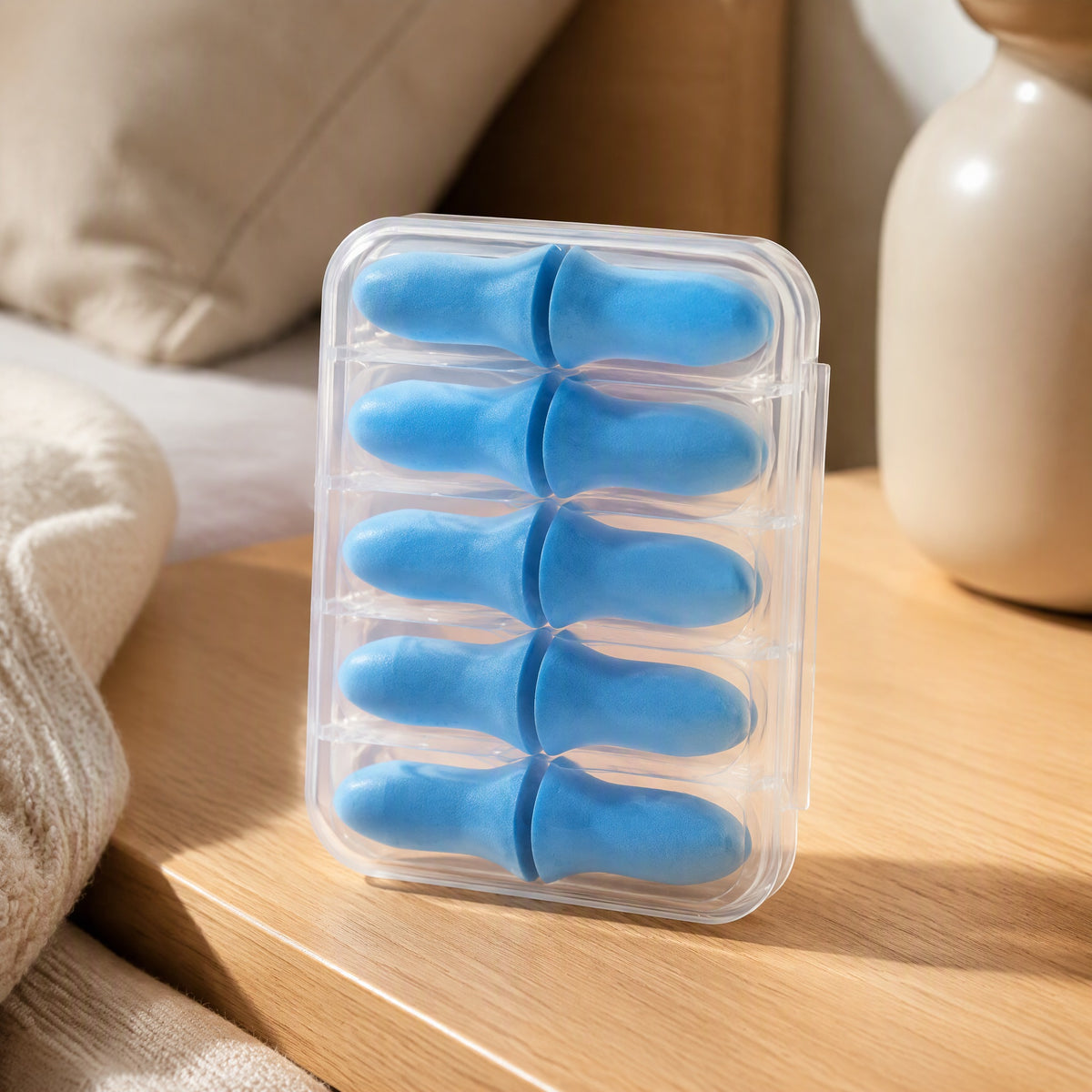 Quietbud™ Polyurethane Sleep Earplugs, styled close view