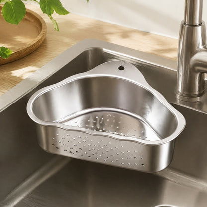 Steelsift™ 304 Stainless Steel Sink Drain Basket in a calm home setting