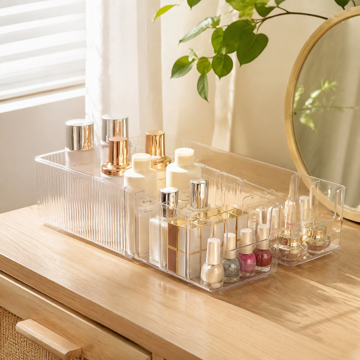 Sortspace™ Desktop Storage Box With Divisions in a calm home setting