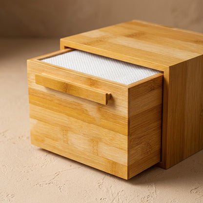 Bamboobox™ Bamboo Divided Storage Box, material and detail close-up