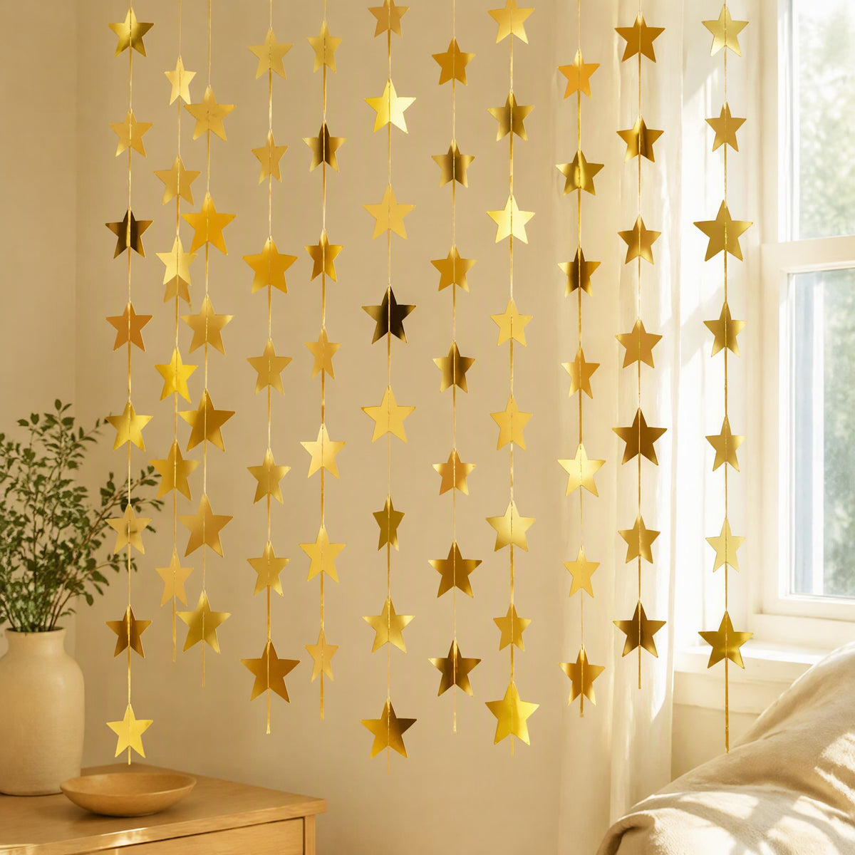 Starpetal™ Paper Star Flower Hanging Decoration in a calm home setting