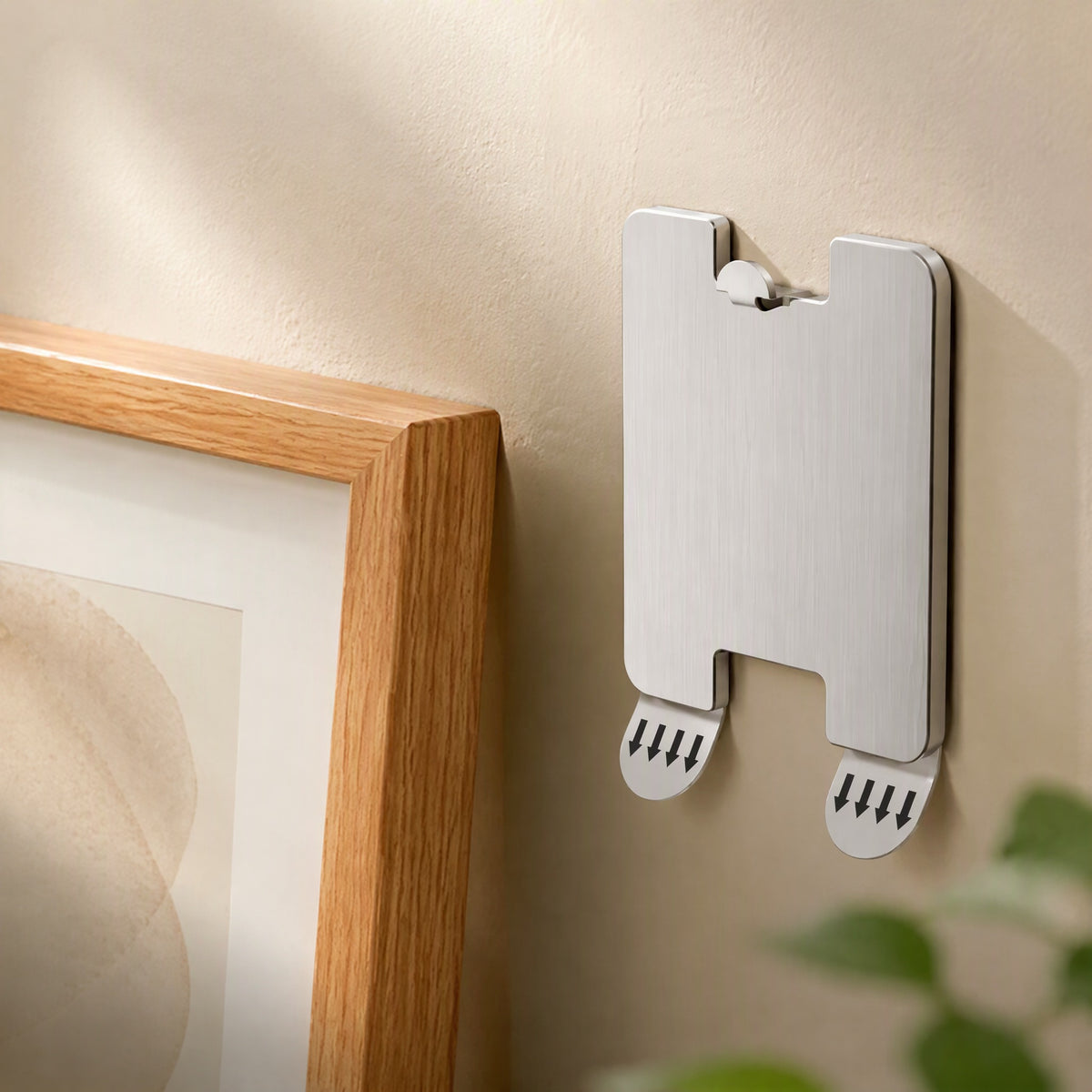 Wallpin™ Stainless Steel Picture Hanging Hooks, styled close view